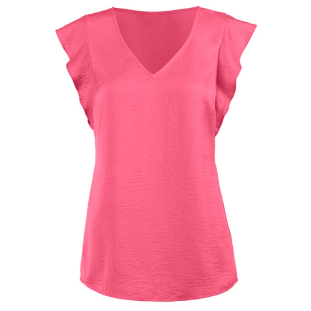 Cabi | Rose Top Blouse Crinkled Flutter Cap Sleeve Pink #4170 Medium - brand new